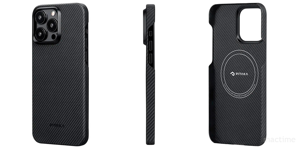 Чехол Pitaka MagEZ Case 4 для iPhone 15 Pro чёрно-серого цвета